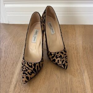 Jimmy Choo Leopard-Print Pointed Toe Pumps - Tan & Black